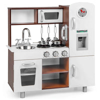 Thumbnail for LIFEZEAL Kitchen Play Set Pretend Play Toys Wooden Cooking Accessories w/ Realistic Sounds & Lights