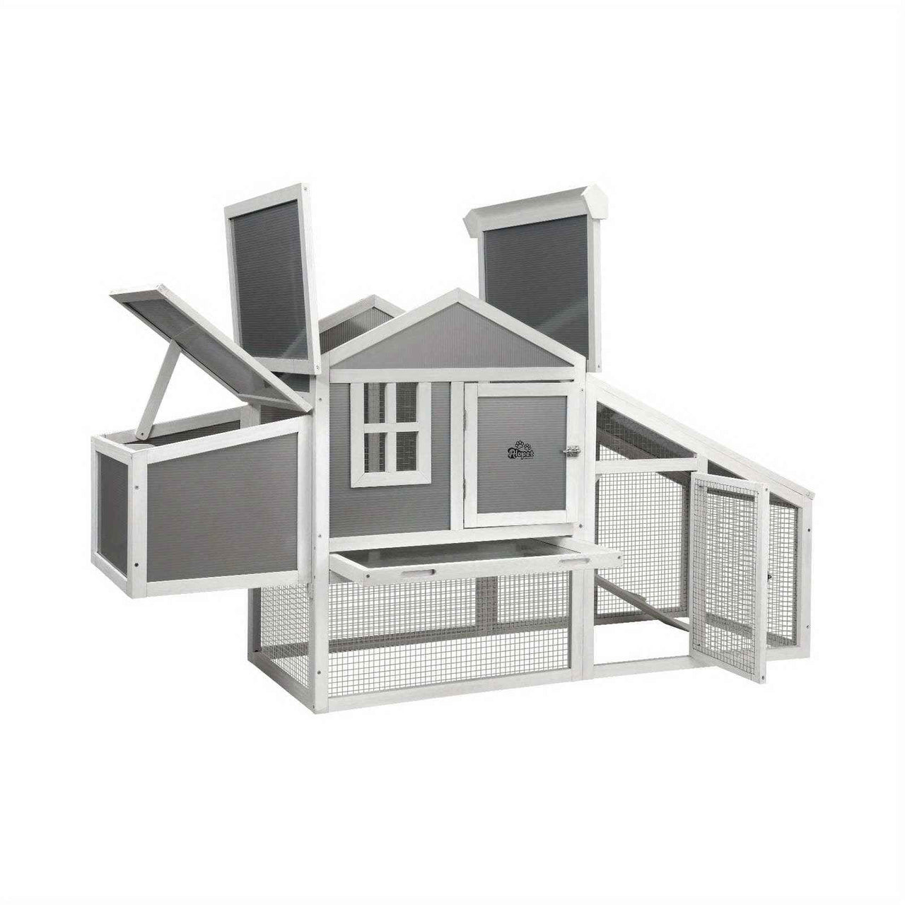 Chicken Coop Rabbit Hutch Large Wooden House Run Hatch Box Open Roof