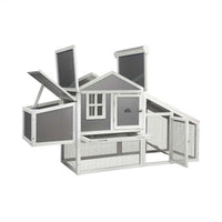 Thumbnail for Chicken Coop Rabbit Hutch Large Wooden House Run Hatch Box Open Roof