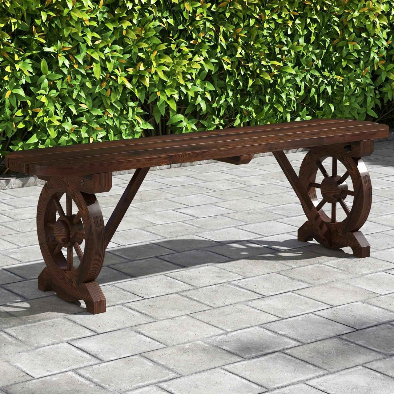 Outdoor Garden Bench wagon wheel Patio , backyard