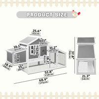 Thumbnail for Chicken Coop Rabbit Hutch Large Wooden House Run Hatch Box Open Roof
