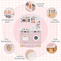 Thumbnail for Pink Pretend Play Kids Kitchen Set with Coffee Maker & More