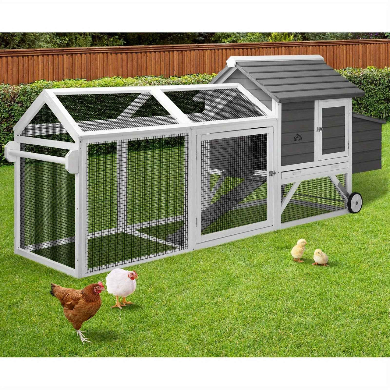 Extra Large Wooden Chicken Coop & Rabbit Hutch with Wheels