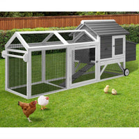 Thumbnail for Extra Large Wooden Chicken Coop & Rabbit Hutch with Wheels
