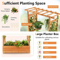 Thumbnail for Large Wooden Raised Planter Garden Bed Container w/Top Trellis for Vine Climbing Plant Flower