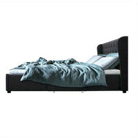Thumbnail for MILA Charcoal Gray Large Queen Bed Frame with Four Storage Drawers | Contemporary Wood