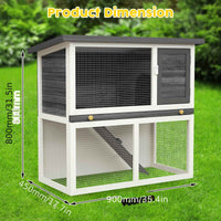 Thumbnail for Outdoor Rabbit Hutch Wooden Chicken Coop, Spacious Mesh Wire Enclosed Cage, Pull Out Tray&Easy Clean For Bunnies, Chickens, Guinea Pigs, Rabbit