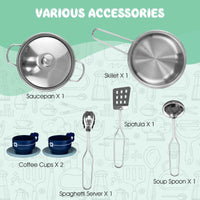 Thumbnail for Wooden Kids Kitchen Playset with Light & Sound Stove, Stool, and Icemaker