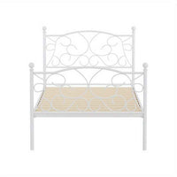 Thumbnail for Artiss Single bed Size Metal Bed Frame - Contemporary White GROA Platform Foundation with Intricate Headboard Design
