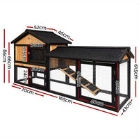 Thumbnail for i.Pet Chicken Coop Rabbit Hutch 165cm x 43cm x 86cm Extra Large Run House Cage Wooden Outdoor