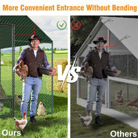Thumbnail for Upgraded XXL-Large 6mx 3m Heavy Duty Metal Walk-in Chicken Coop - Thicken Strong Frame - Full Shade - extra small door