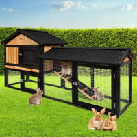 Thumbnail for i.Pet Chicken Coop Rabbit Hutch 165cm x 43cm x 86cm Extra Large Run House Cage Wooden Outdoor