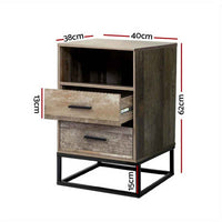 Thumbnail for Bedside Table with 2 Drawers and Shelf