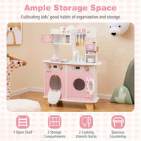 Thumbnail for Pink Pretend Play Kids Kitchen Set with Coffee Maker & More
