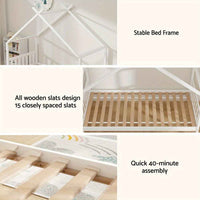 Thumbnail for Artiss Montessori House Toddler Bed Frame with Storage Drawers & Roof | Wooden Toddler Canopy Bed