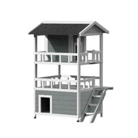 Thumbnail for i.Pet Cat House Outdoor Shelter 72cm x 72cm x 127cm Hutch Wooden Condo Small Dog Pet Houses Enclosure