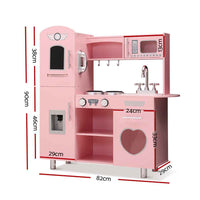 Thumbnail for Keezi Kids Kitchen Play Set Wooden Pretend Toys Cooking Children Storage Pink