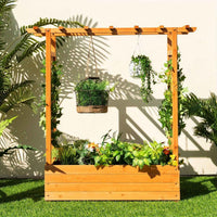 Thumbnail for Large Wooden Raised Planter Garden Bed Container w/Top Trellis for Vine Climbing Plant Flower