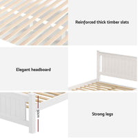 Thumbnail for Artiss Bed Frame King Single Size Wooden Platform with 2 Storage Drawers White RIO