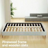 Thumbnail for ZORA Double bed Beige Bed Frame - Contemporary Hardwood Design by ARTISS