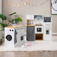 Thumbnail for Wooden Kids Kitchen Playset with Light & Sound Stove, Stool, and Icemaker