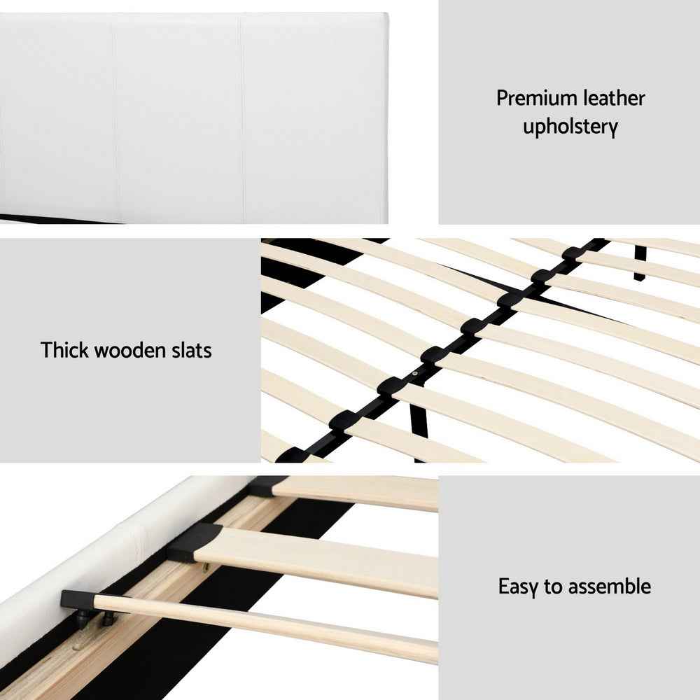 ARTISS NEO Double Bed Frame - White Contemporary Hardwood Bed
