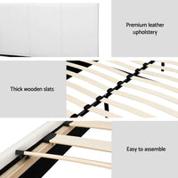 Thumbnail for ARTISS NEO Double Bed Frame - White Contemporary Hardwood Bed