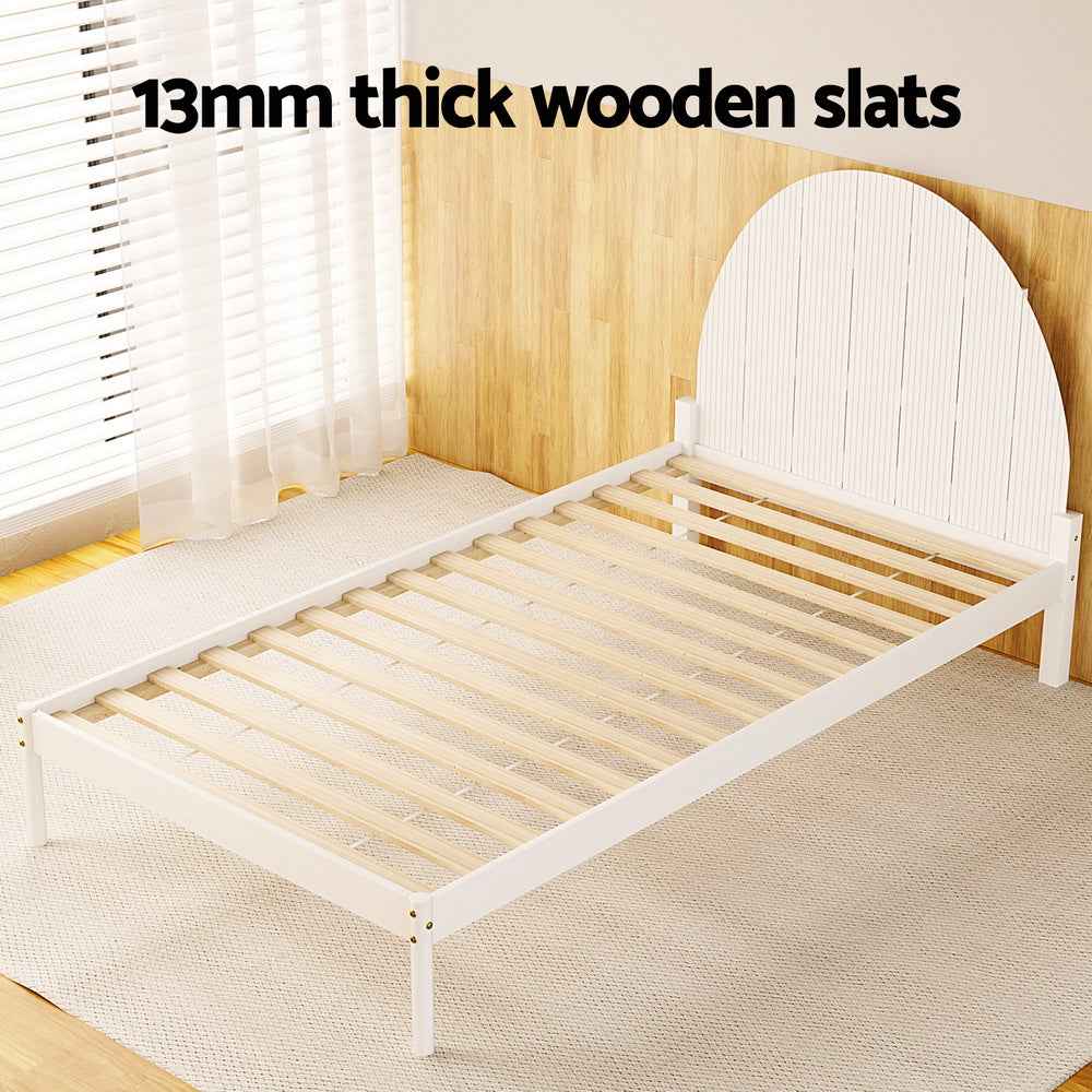 King Single Bed Wooden White Bed Frame DALY - Contemporary Style | Adult Bed