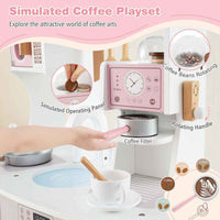 Thumbnail for Pink Pretend Play Kids Kitchen Set with Coffee Maker & More