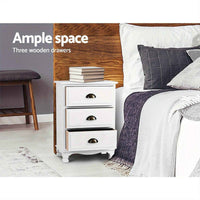 Thumbnail for Artiss 2x Bedside Table 3 Drawers Side Table Storage Cabinet Nightstand White