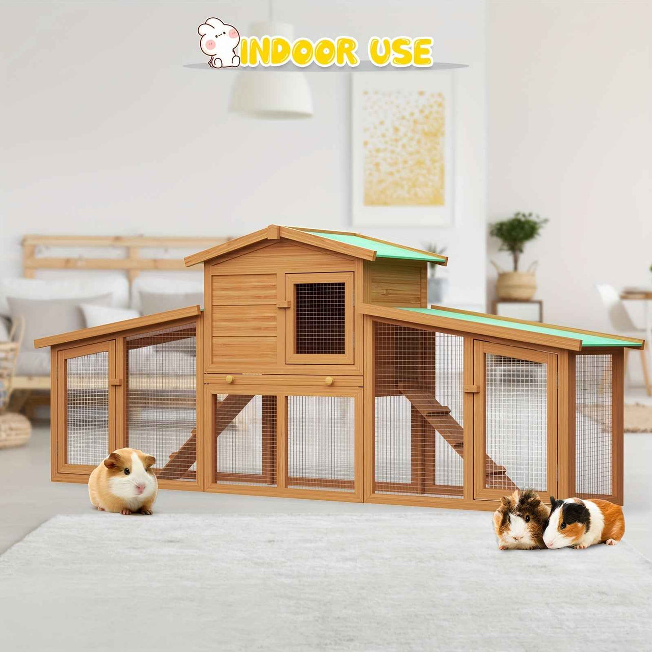 Large Wooden Advwin Rabbit Hutch | 2 Level | Wooden | Large | For Small Animals