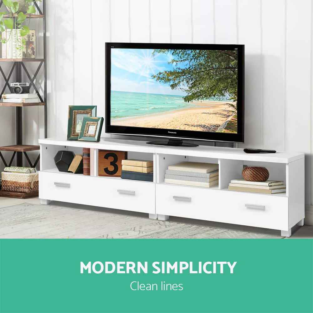 Artiss TV Cabinet Entertainment Unit Stand 180cm 4 Storage Drawers White Eddie