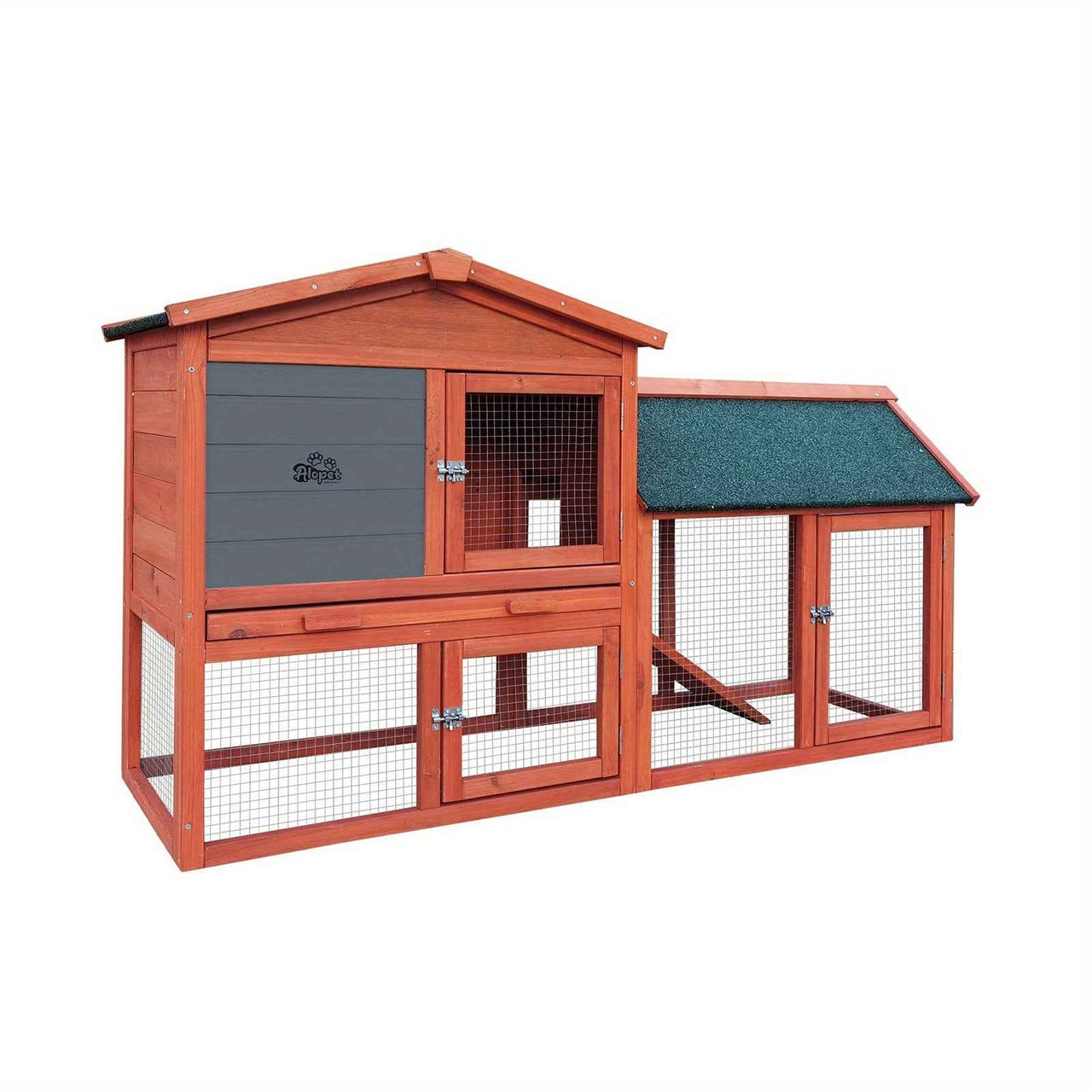 Alopet Wooden Rabbit Hutch, Guinea Pig, Outdoor Chicken Coop with Run Cage