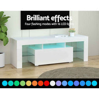 Thumbnail for Artiss Entertainment Unit TV Cabinet LED RGB 130cm Storage Drawers White
