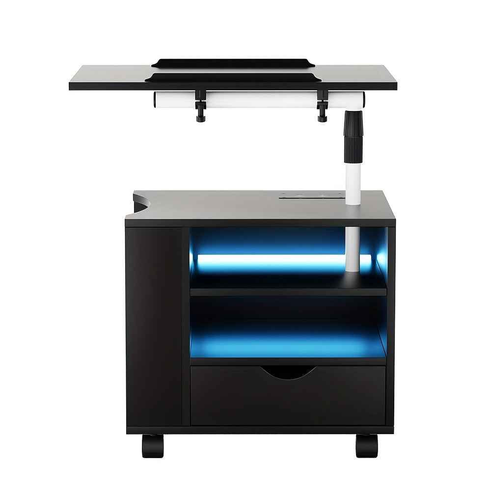 Bedside Table USB Charging with LED Adjustable Laptop Tray