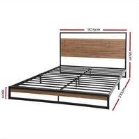 Thumbnail for DANE Queen bed Metal & Wood Bed Frame | Industrial Modern Bed | ARTISS