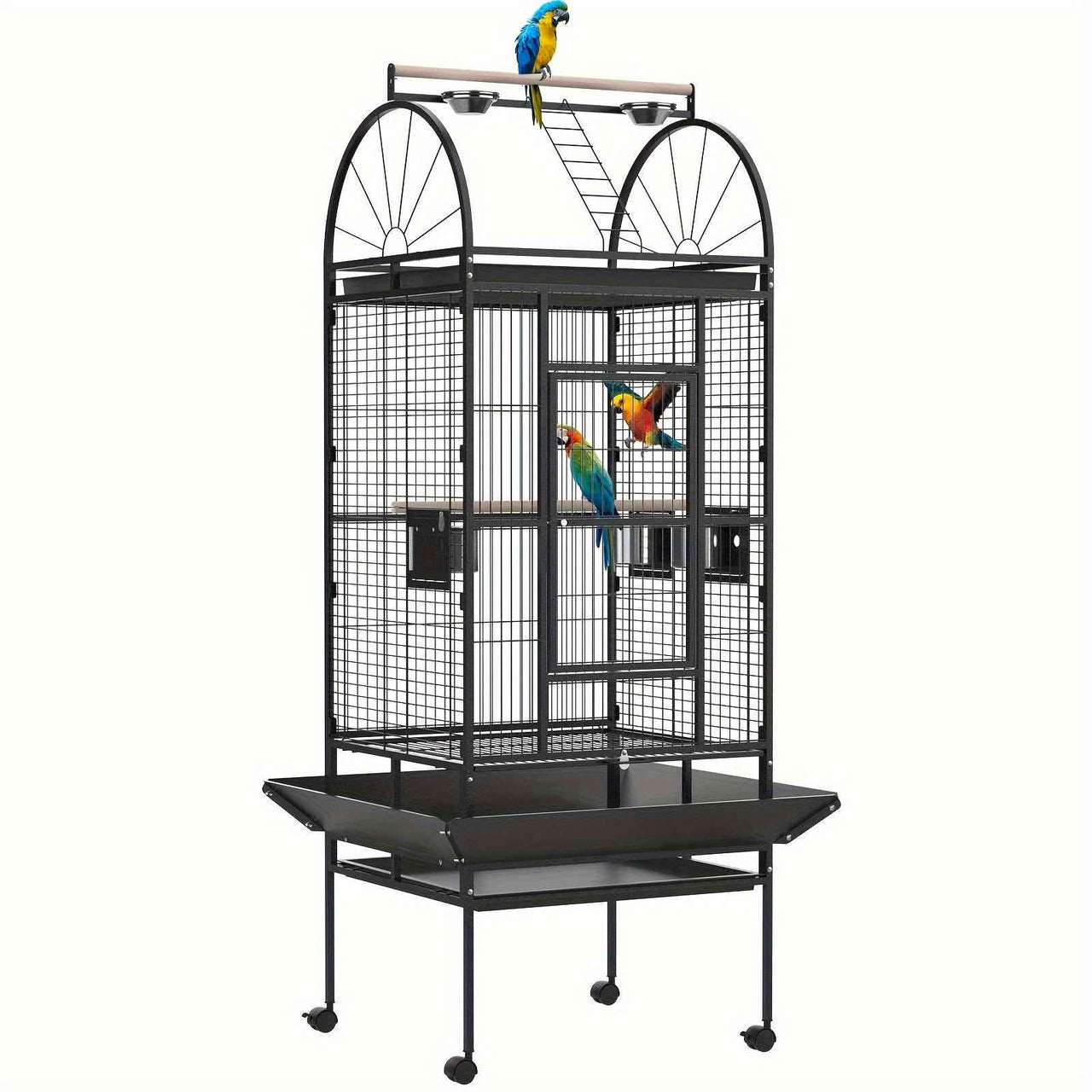 176cm Large Advwin Bird Cage Parrot Aviary with Stand-alone Perch, Wheels and Brake