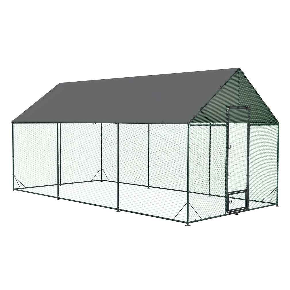 Upgraded XXL-Large 6mx 3m Heavy Duty Metal Walk-in Chicken Coop - Thicken Strong Frame - Full Shade - extra small door