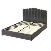 Thumbnail for ARTISS Grey Velvet Double Bed Frame - Contemporary Hardwood Style