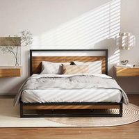 Thumbnail for DANE Queen bed Metal & Wood Bed Frame | Industrial Modern Bed | ARTISS