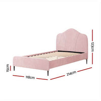 Thumbnail for King Single Bed Velvet Pink Bed Frame OLAN - Contemporary Style