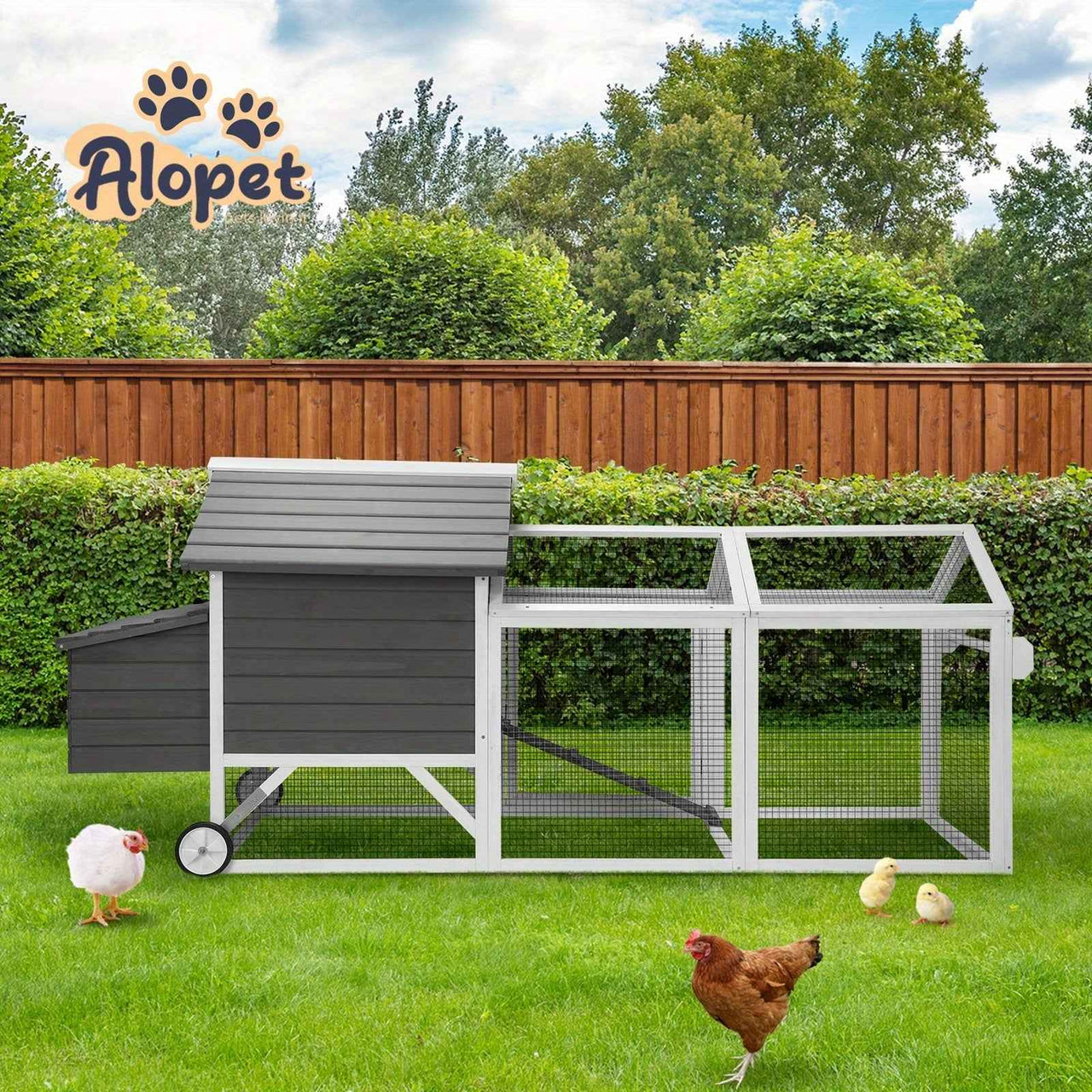 Extra Large Wooden Chicken Coop & Rabbit Hutch with Wheels
