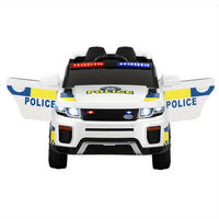 Thumbnail for Range Rover Police Inspired Kids Ride On Car with Remote Control | White Ride On Patrol Police Car Horn Music Remote White