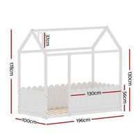 Thumbnail for White Wooden toddler Bed House-Shaped Single Bed Frame - Solid Pine Wood