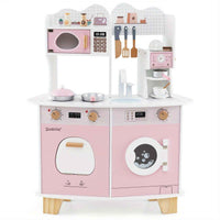 Thumbnail for Pink Pretend Play Kids Kitchen Set with Coffee Maker & More