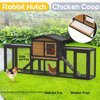 Thumbnail for 2 Storey Rabbit Hutch Wooden Outdoor Chicken Coop, Pull Out Tray&Easy Clean For Bunnies, Chickens, Guinea Pigs, Rabbit