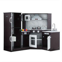 Thumbnail for Keezi Kids Kitchen Play Set Wooden Pretend Cooking Playset w/Sounds Lights Black