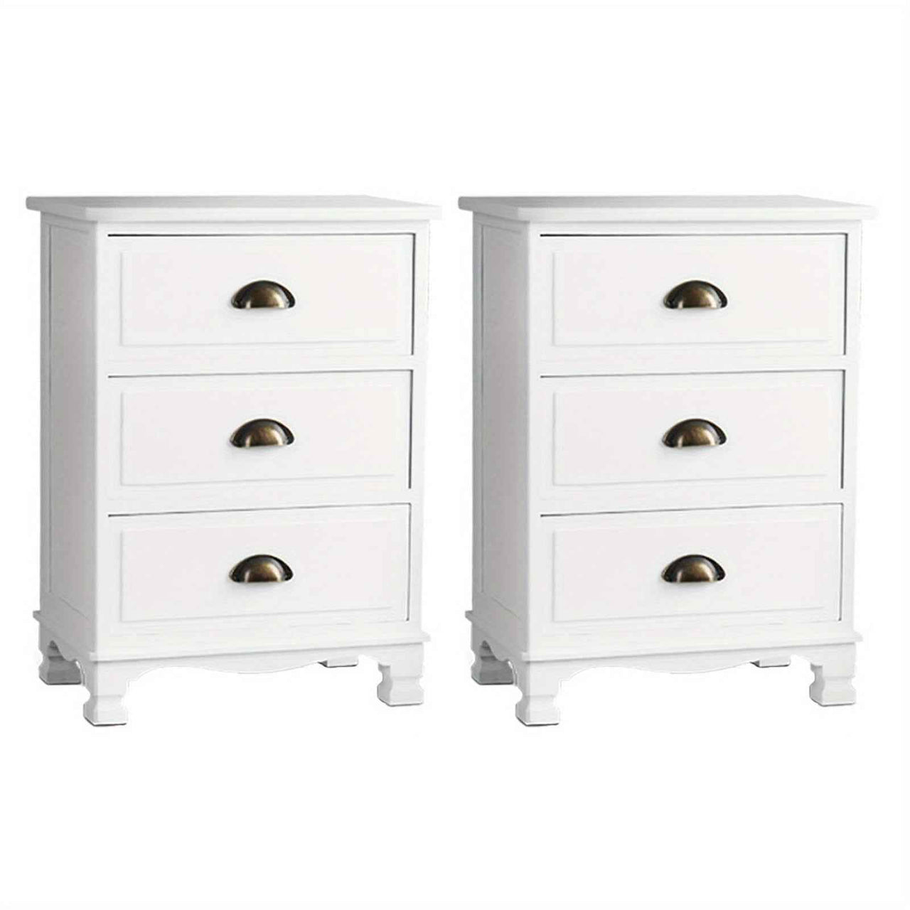 Artiss 2x Bedside Table 3 Drawers Side Table Storage Cabinet Nightstand White