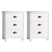 Thumbnail for Artiss 2x Bedside Table 3 Drawers Side Table Storage Cabinet Nightstand White