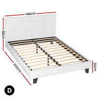 Thumbnail for ARTISS NEO Double Bed Frame - White Contemporary Hardwood Bed